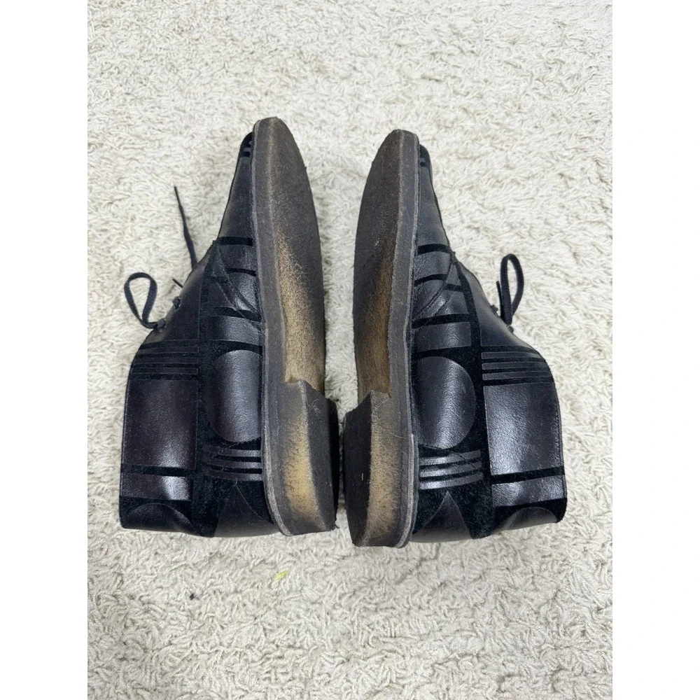 Clarks Originals x Patternity Black Leather Lace Up Ankle Boots Women's 7.5 Boho
